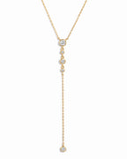 Round Bezel Set Drop Lariat Necklace