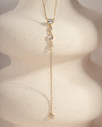 Round Bezel Set Drop Lariat Necklace