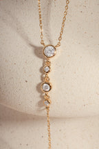 Round Bezel Set Drop Lariat Necklace