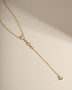 Round Bezel Set Drop Lariat Necklace