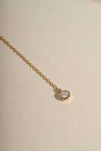 Round Bezel Set Drop Lariat Necklace