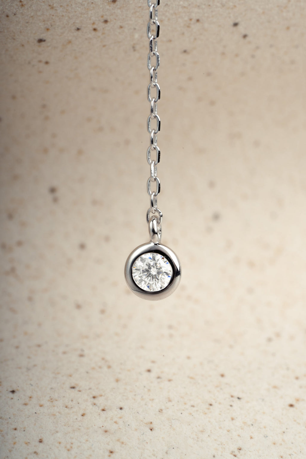 Round Bezel Set Drop Lariat Necklace