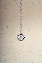 Round Bezel Set Drop Lariat Necklace