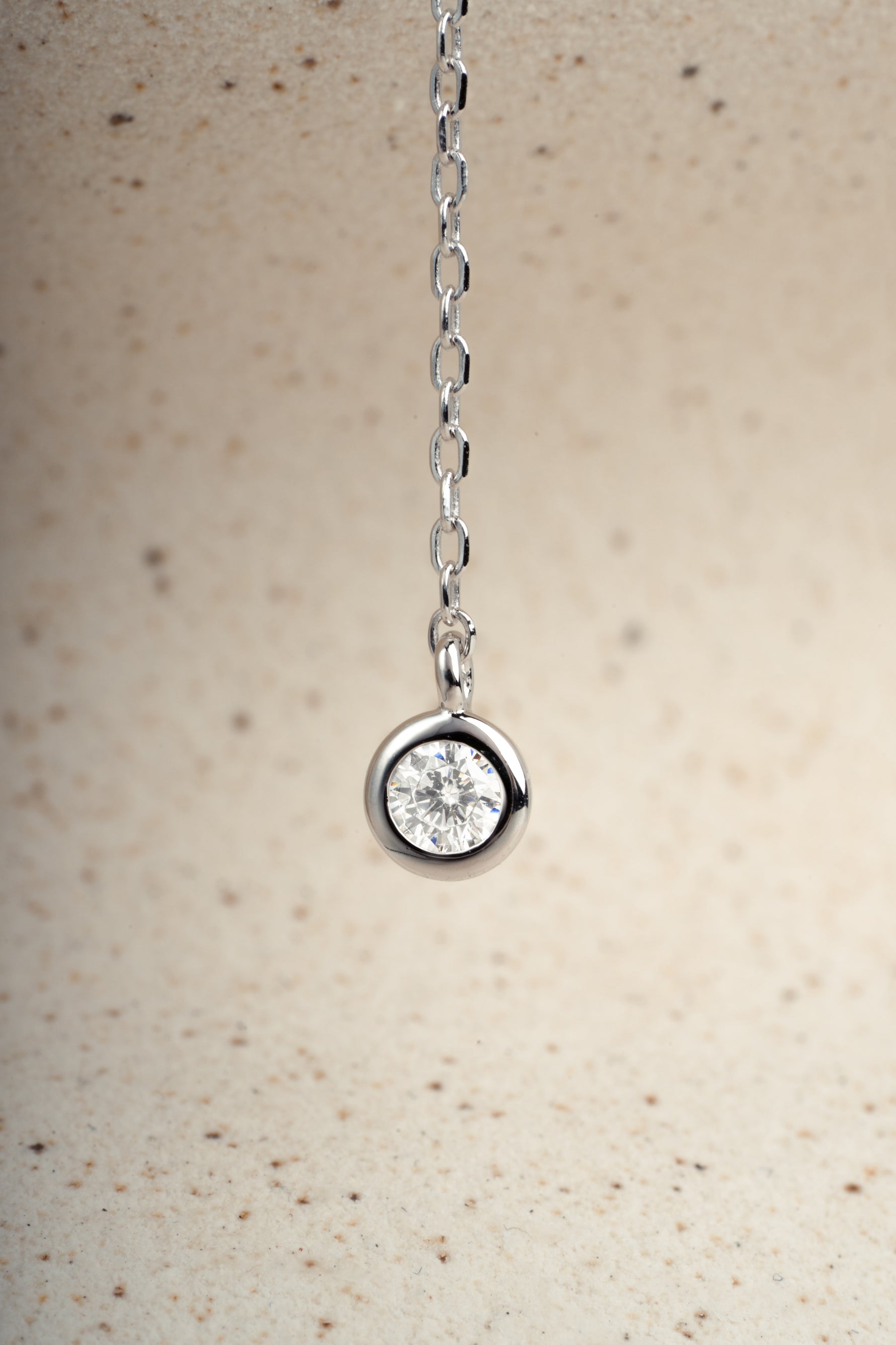 Round Bezel Set Drop Lariat Necklace