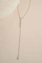 Round Bezel Set Drop Lariat Necklace
