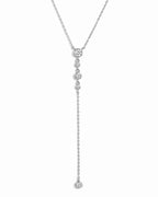 Round Bezel Set Drop Lariat Necklace