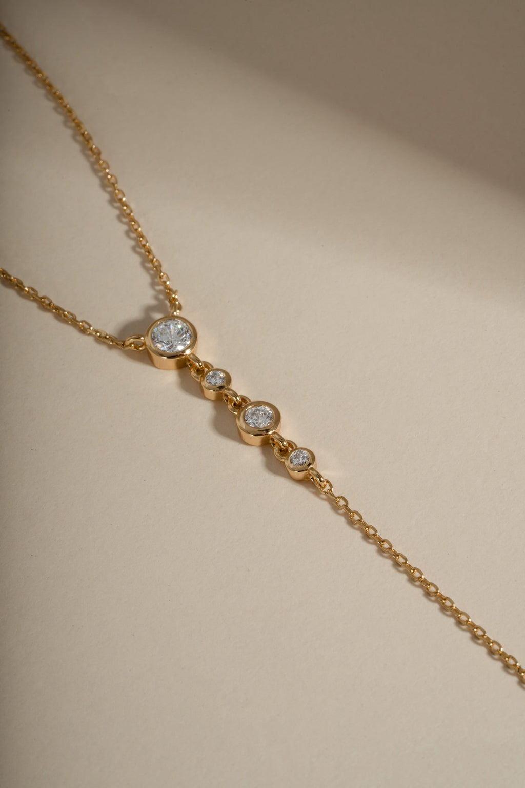 Round Bezel Set Drop Lariat Necklace