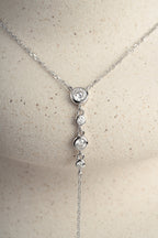 Round Bezel Set Drop Lariat Necklace