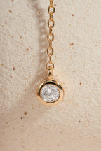 Round Bezel Set Drop Lariat Necklace