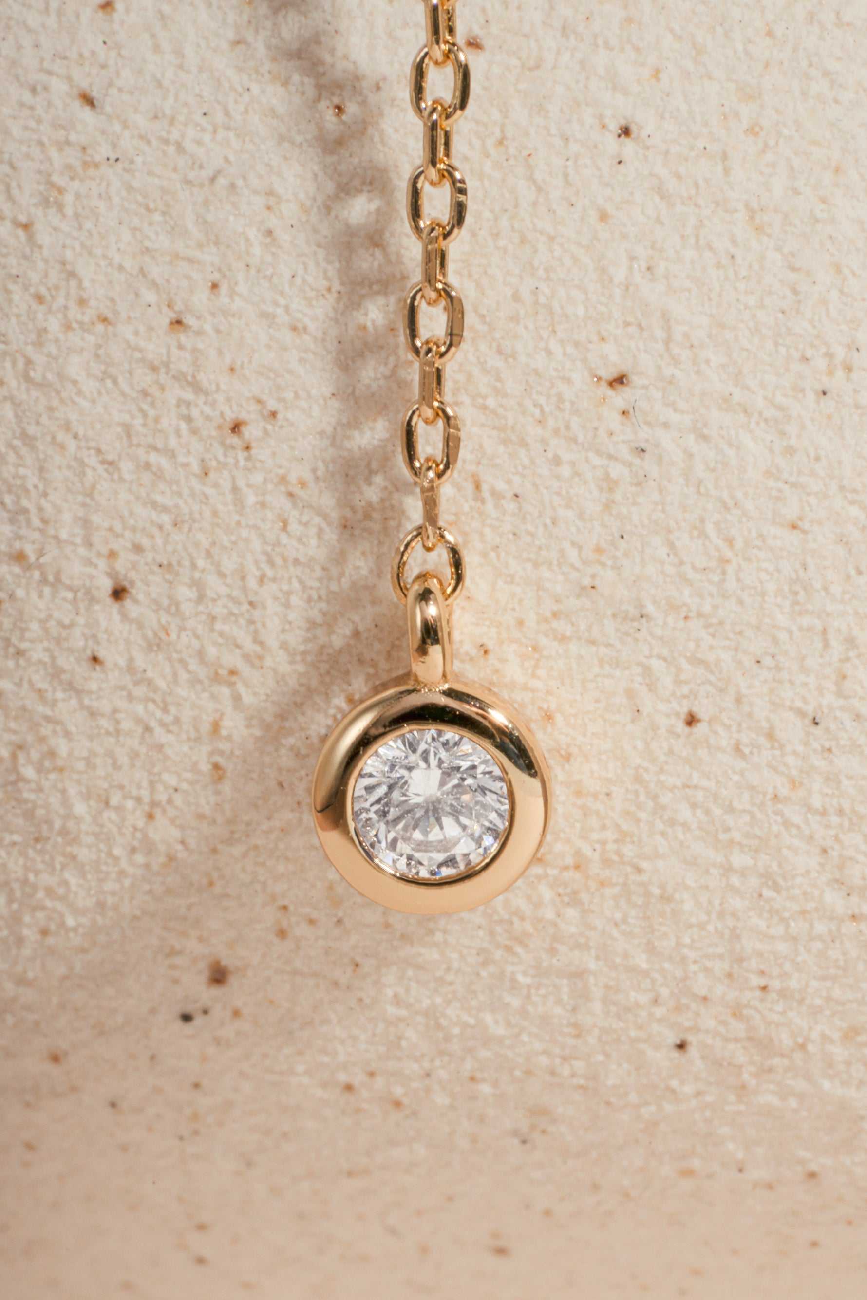 Round Bezel Set Drop Lariat Necklace