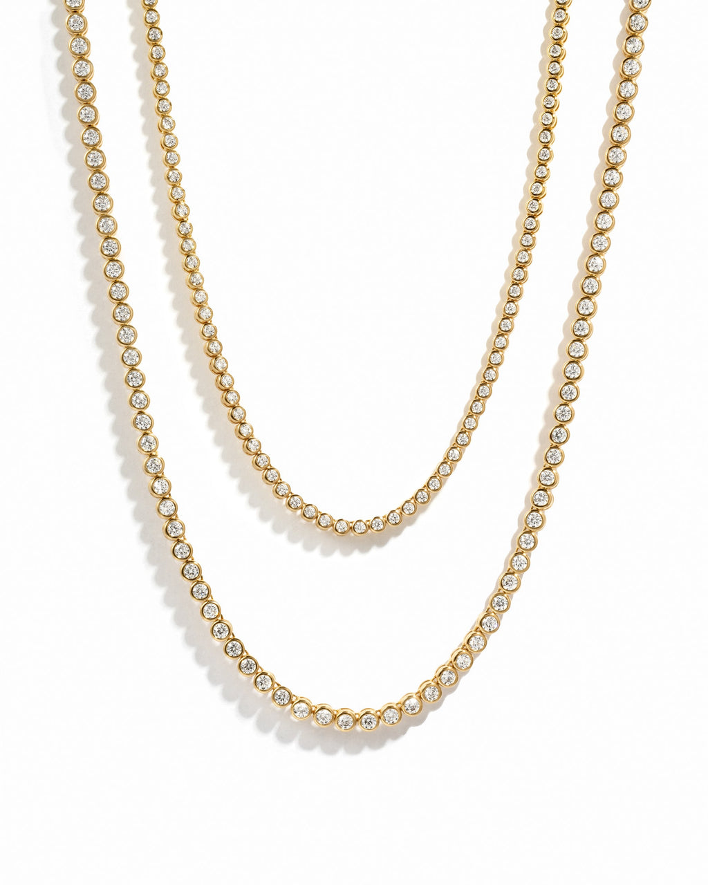 Round Cut Bezel Tennis Necklace In Silver