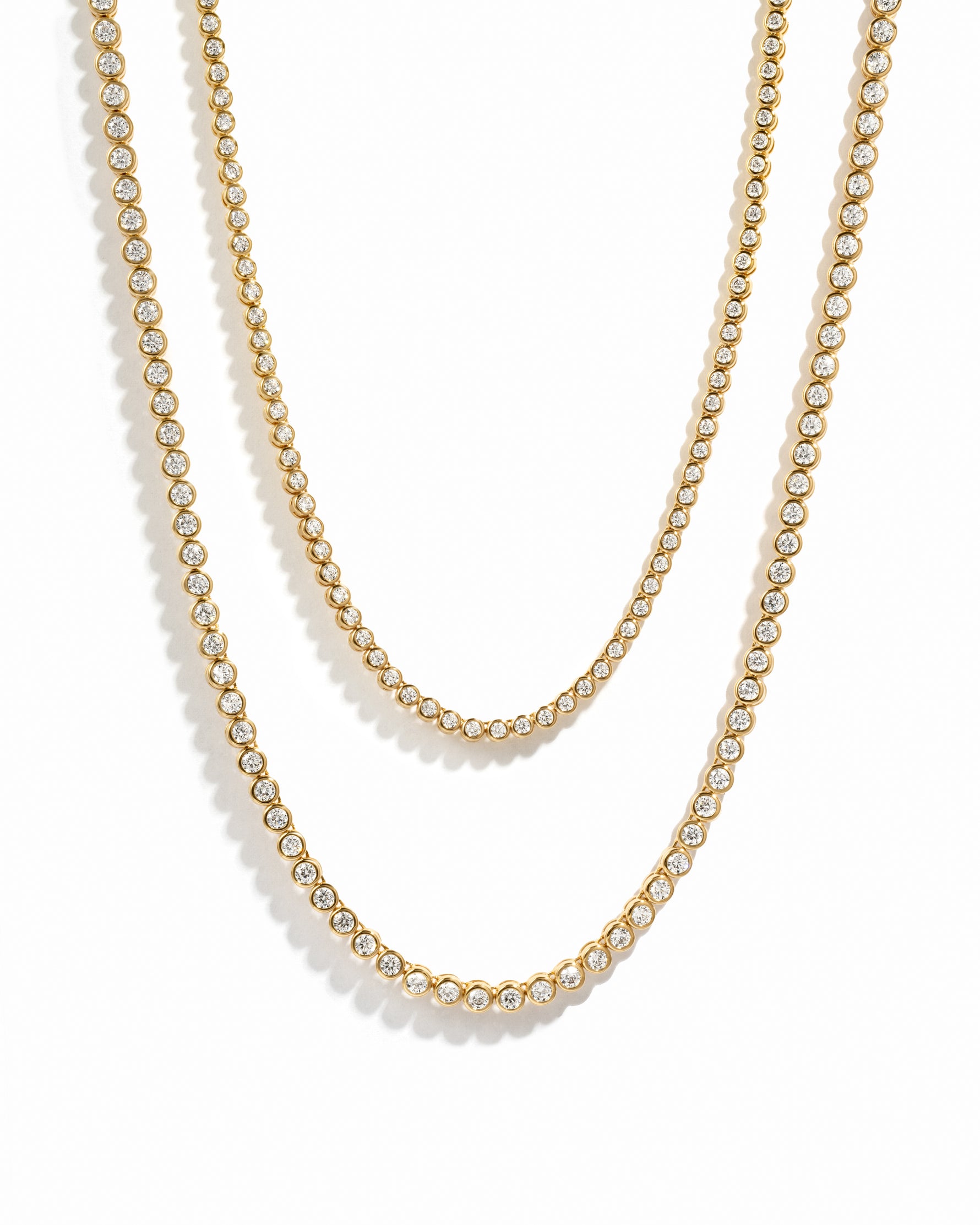 Round Cut Bezel Tennis Necklace In Silver