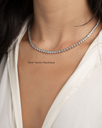 Round Cut Bezel Tennis Necklace In Silver