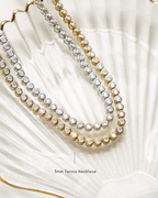 Round Cut Bezel Tennis Necklace In Silver