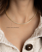 Round Cut Bezel Tennis Necklace In Silver