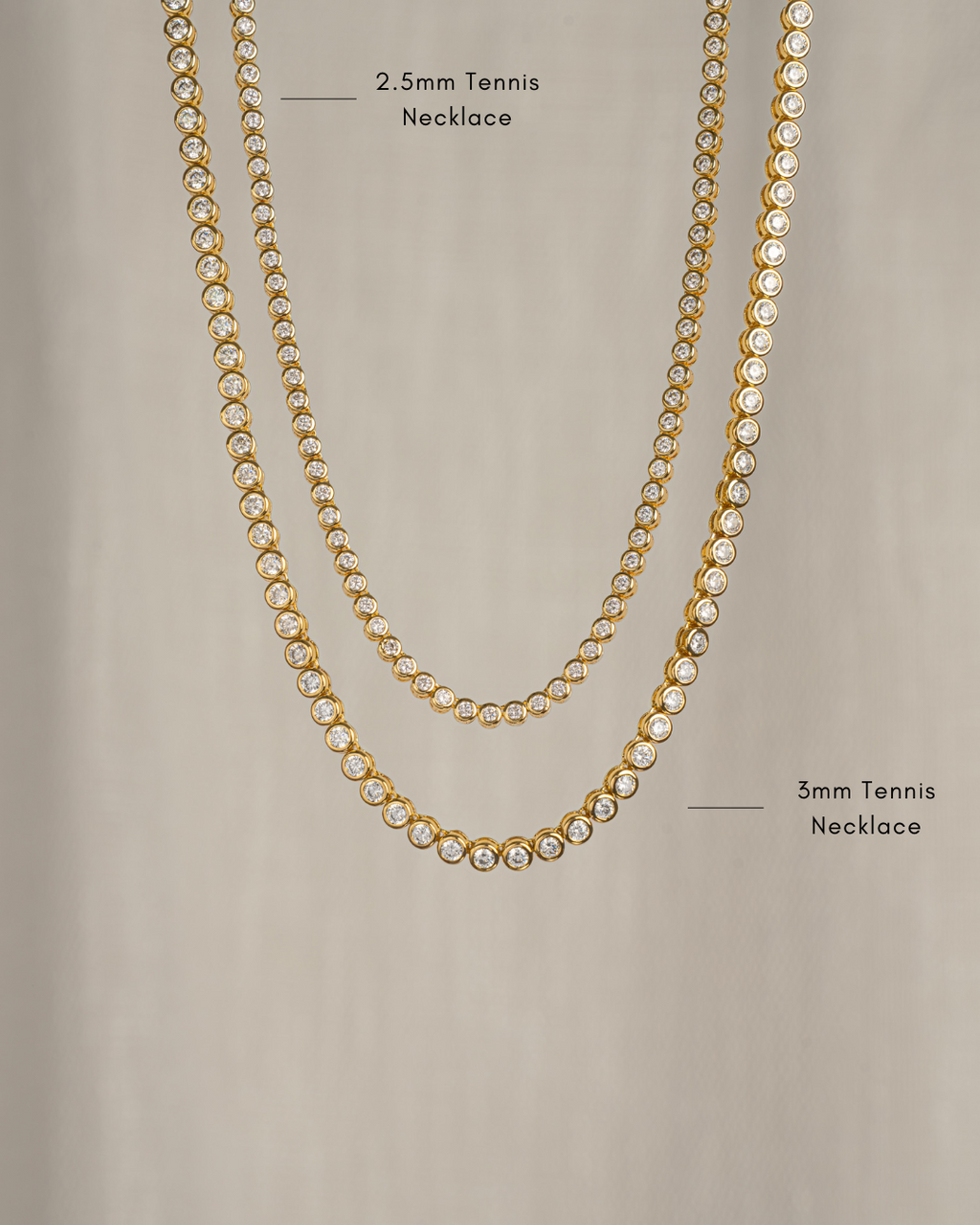 Round Cut Bezel Tennis Necklace In Silver