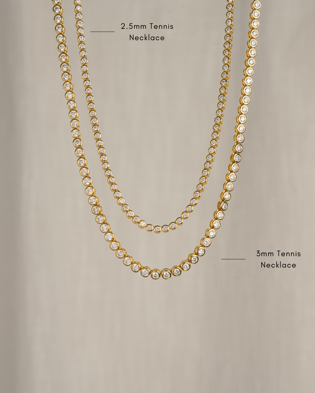 Round Cut Bezel Tennis Necklace In Silver