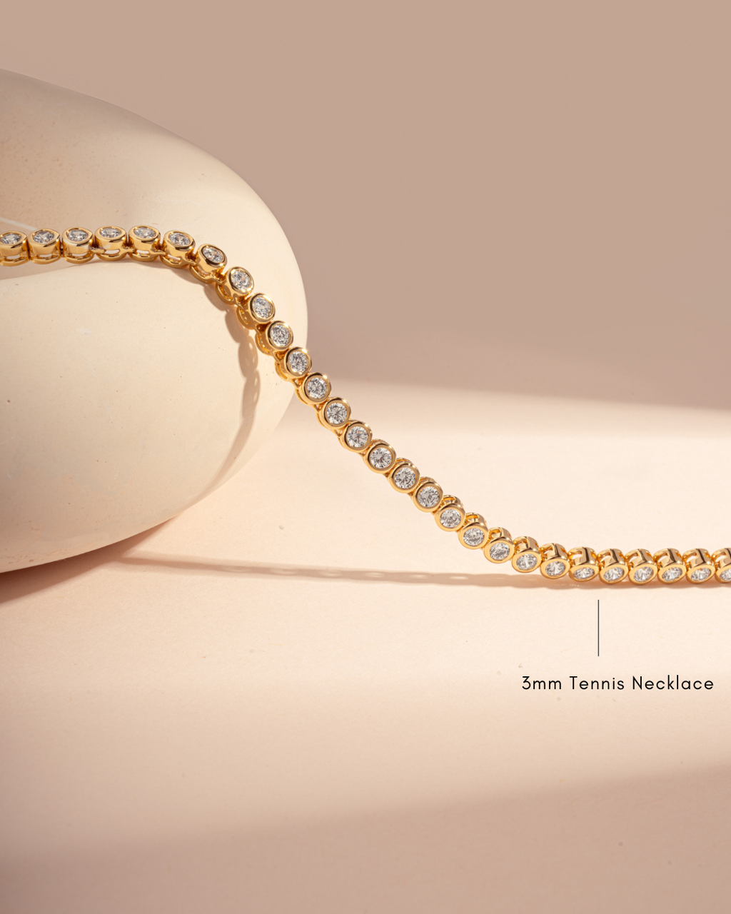 Round Cut Bezel Tennis Necklace In Silver