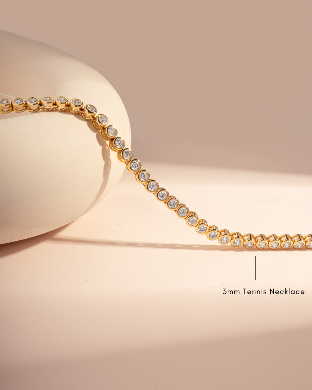 Round Cut Bezel Tennis Necklace In Silver