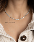 Round Cut Bezel Tennis Necklace In Silver