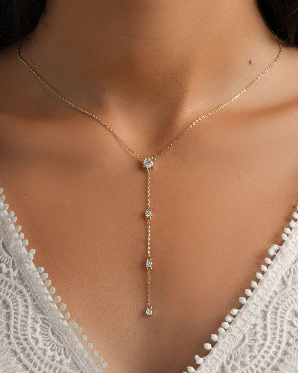 Round Drop Lariat Chain Necklace