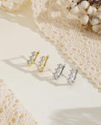 Round Triple Stone Hoops