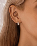 Round Triple Stone Hoops