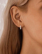 Round Triple Stone Hoops