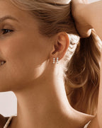 Round Triple Stone Hoops