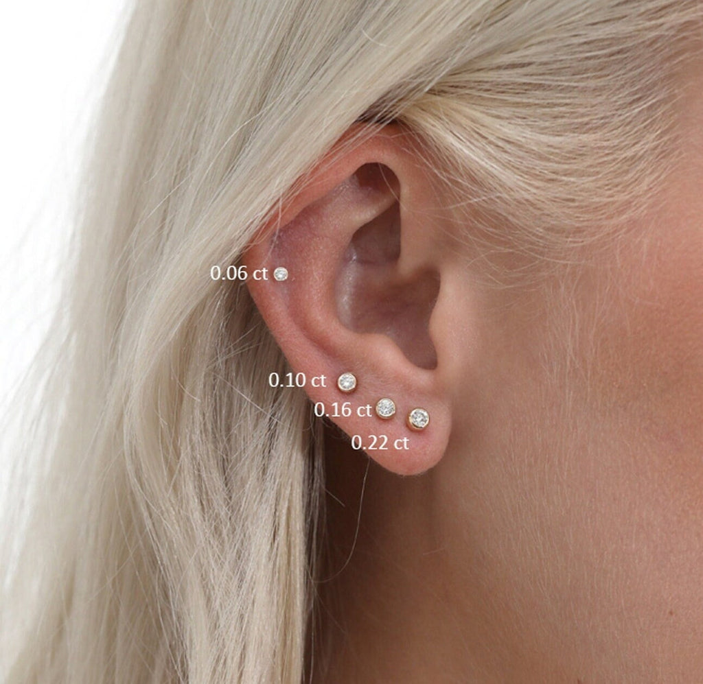 Round Bezel Diamond Studs