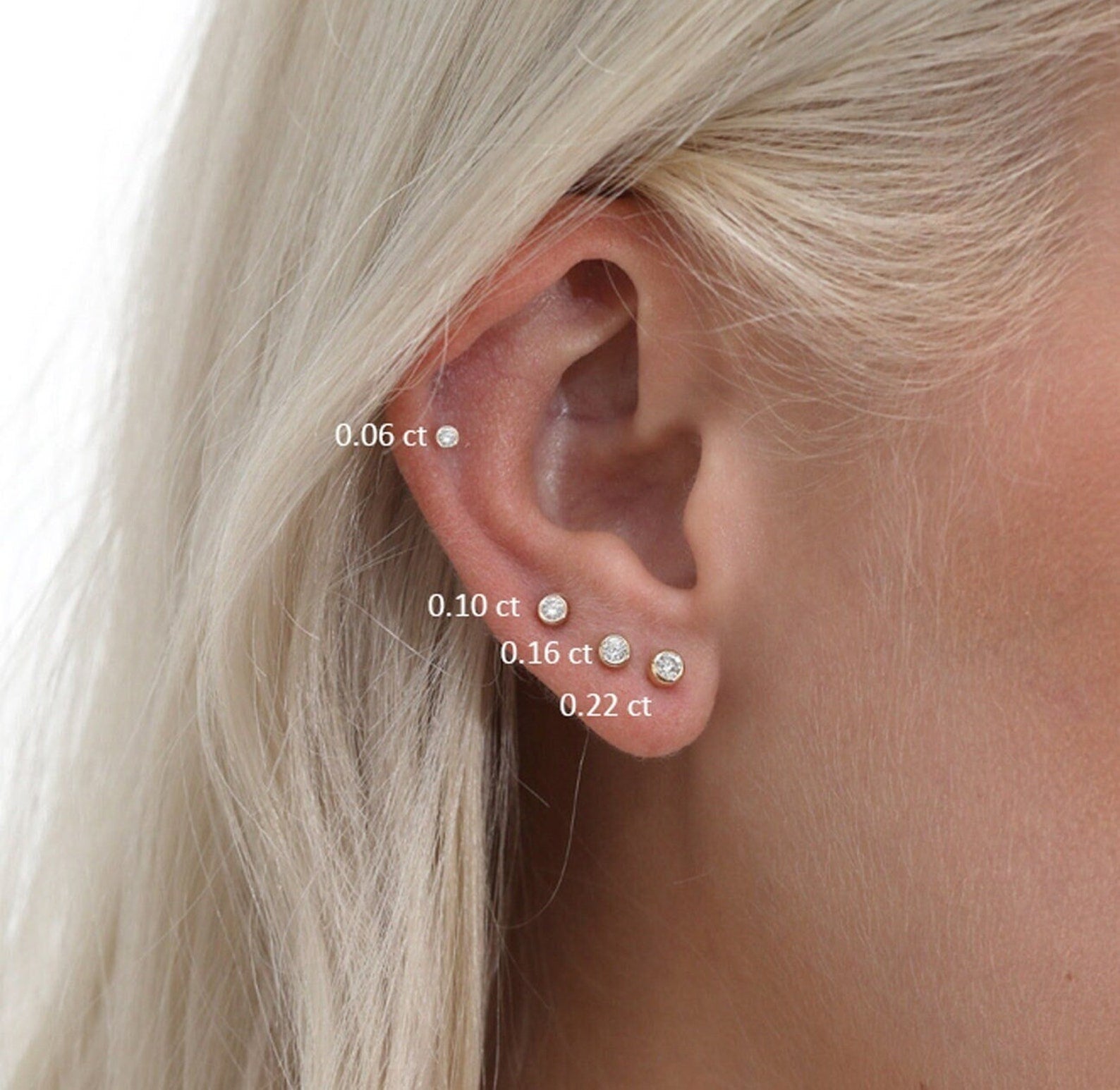 Round Bezel Diamond Studs