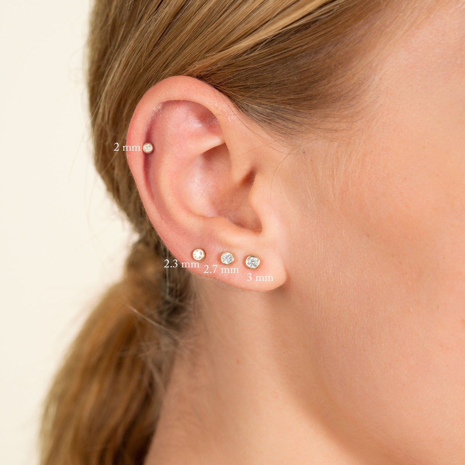 Round Bezel Diamond Studs