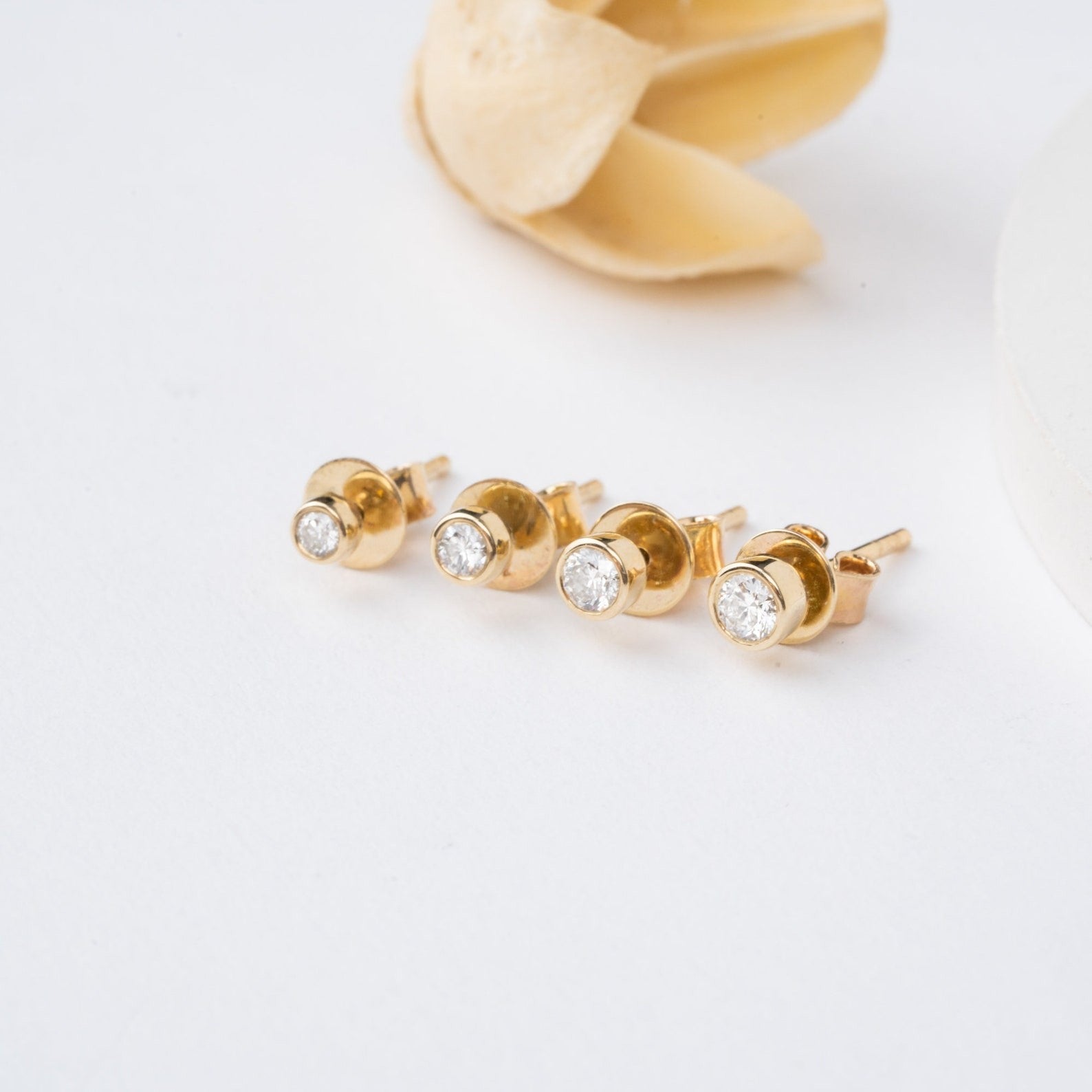 Round Bezel Diamond Studs