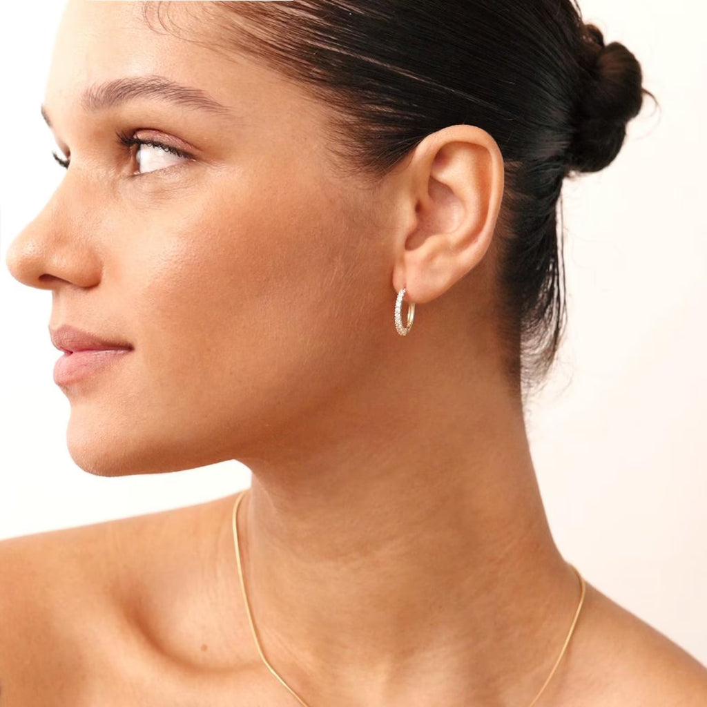 Round Diamond Hoop Earrings