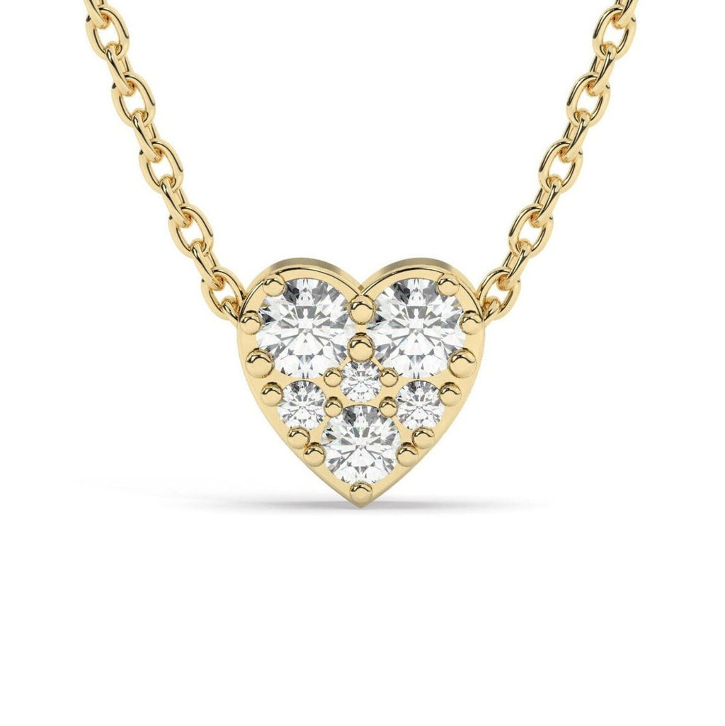 Round Pave Heart Pendant Necklace