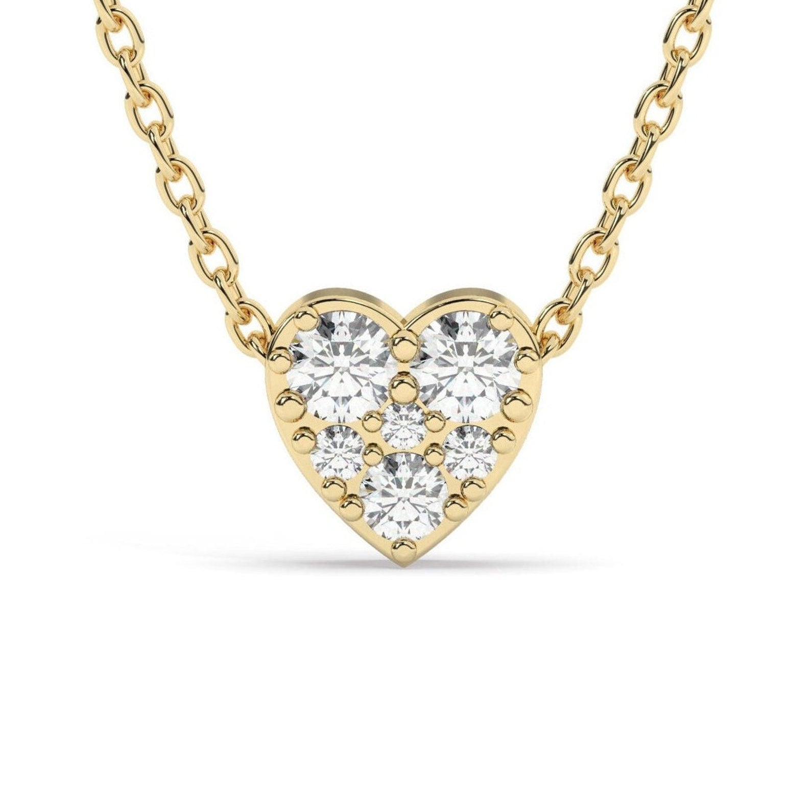 Round Pave Heart Pendant Necklace