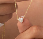 Round Pave Heart Pendant Necklace