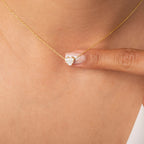 Round Pave Heart Pendant Necklace