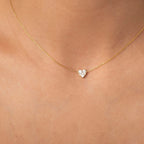 Round Pave Heart Pendant Necklace