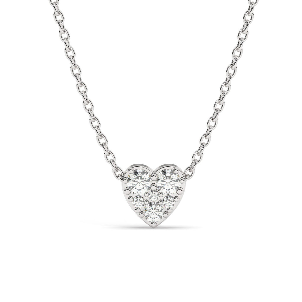 Round Pave Heart Pendant Necklace
