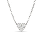 Round Pave Heart Pendant Necklace