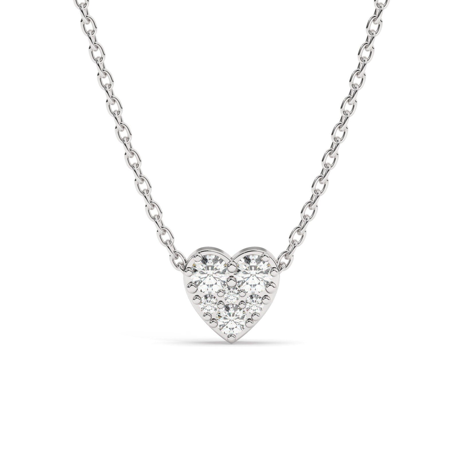 Round Pave Heart Pendant Necklace