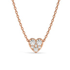 Round Pave Heart Pendant Necklace