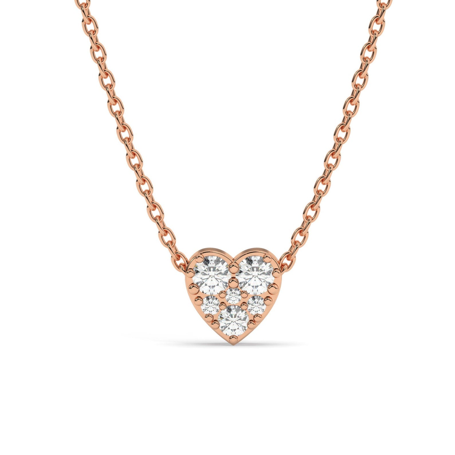 Round Pave Heart Pendant Necklace
