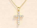 Round Shared Prong Cross Necklace