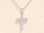 Round Shared Prong Cross Necklace