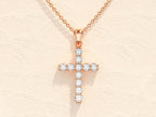 Round Shared Prong Cross Necklace