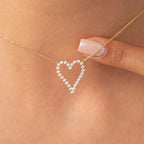 Round Studded Open Heart Necklace