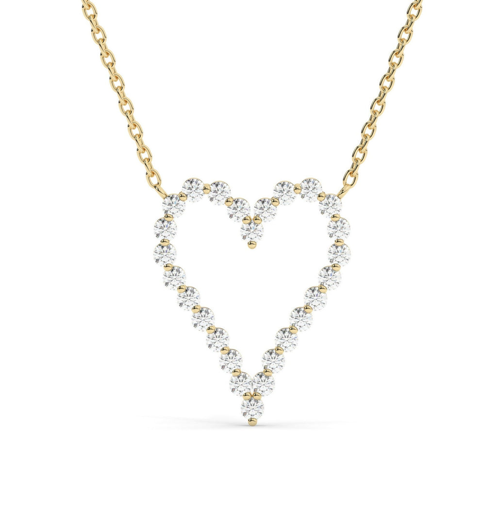 Round Studded Open Heart Necklace
