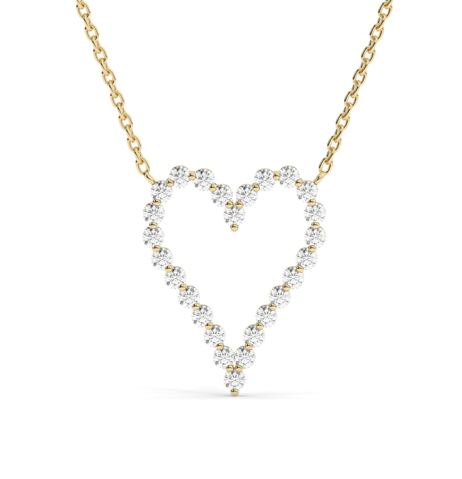 Round Studded Open Heart Necklace